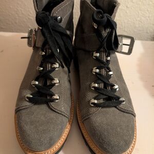 Marc Fisher Gray Ankle Boots with Black Laces